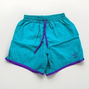 Vintage 80s 90s Adult M Teal Purple Umbro Made In USA Shorts Soccer Tennis